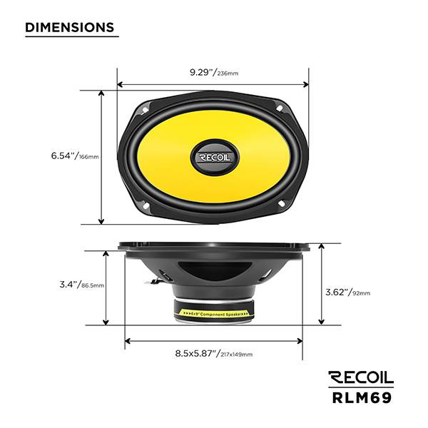 Recoil RLM69 6x9" 2-Way Component Speaker System – 60W RMS
