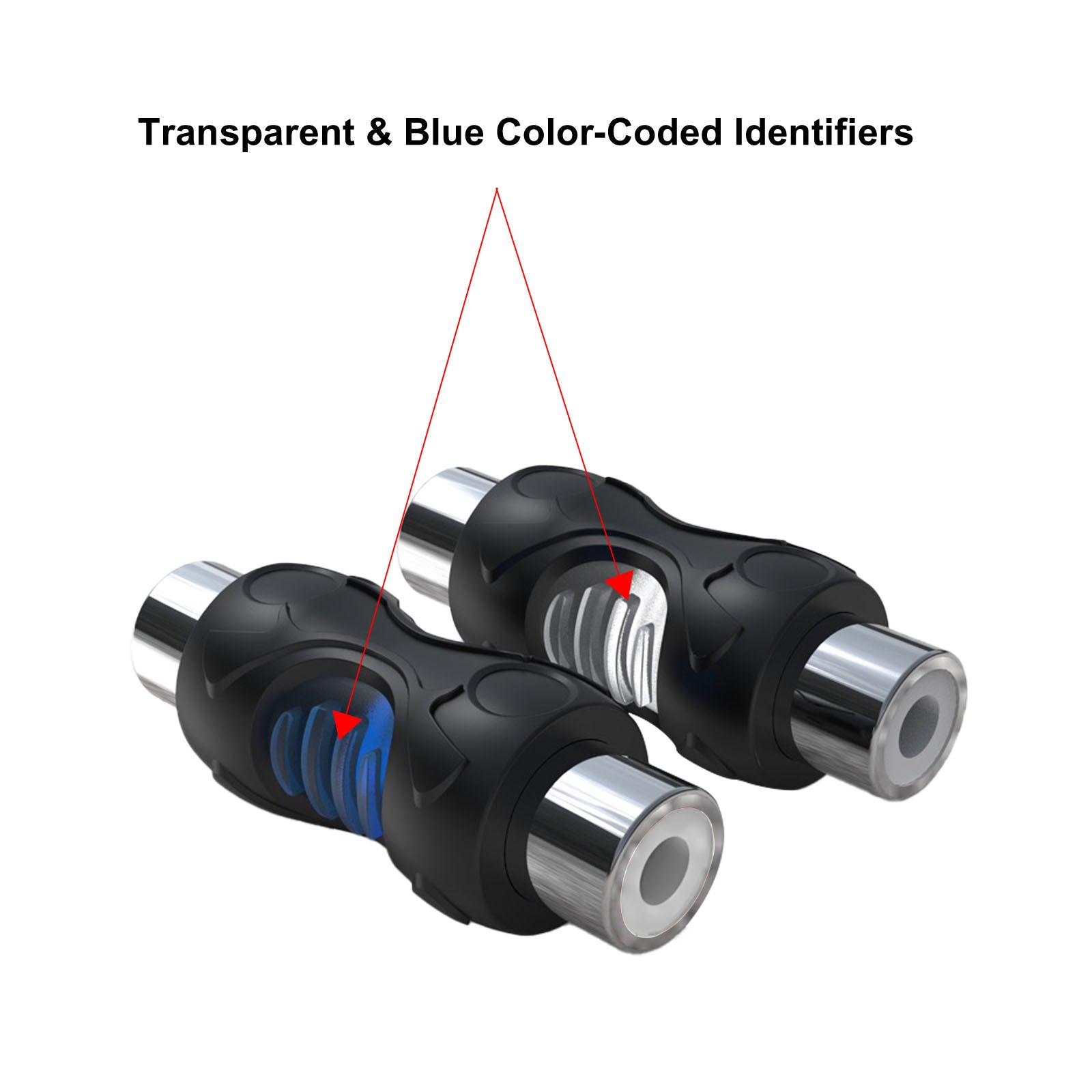 RCC-F8 - 8-pack RCA Female to RCA Female Coupler, Dual Injection Molded RCA Adapter Cable Extension Connector for Amplifier, Subwoofer, Mixer, Speaker