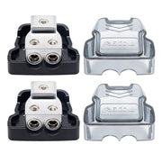 ZDB12P - 2-way Power Distribution Block, 1 X 0/2/4 Gauge in / 2 X 4/8 Gauge Out Power Distribution Ground Distributor Block for Car Audio Amplifier Splitter 2 Pack