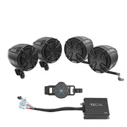 R3B-Q - Complete Quad Bluetooth Speakers System, Super Loud 3” Speakers, 360 Watts Class-D Amplifier with Built-in Bluetooth, Waterproof Wireless Remote, Great for Use with ATV, Motorcycle, Golf Cart & 12 Volt Vehicles