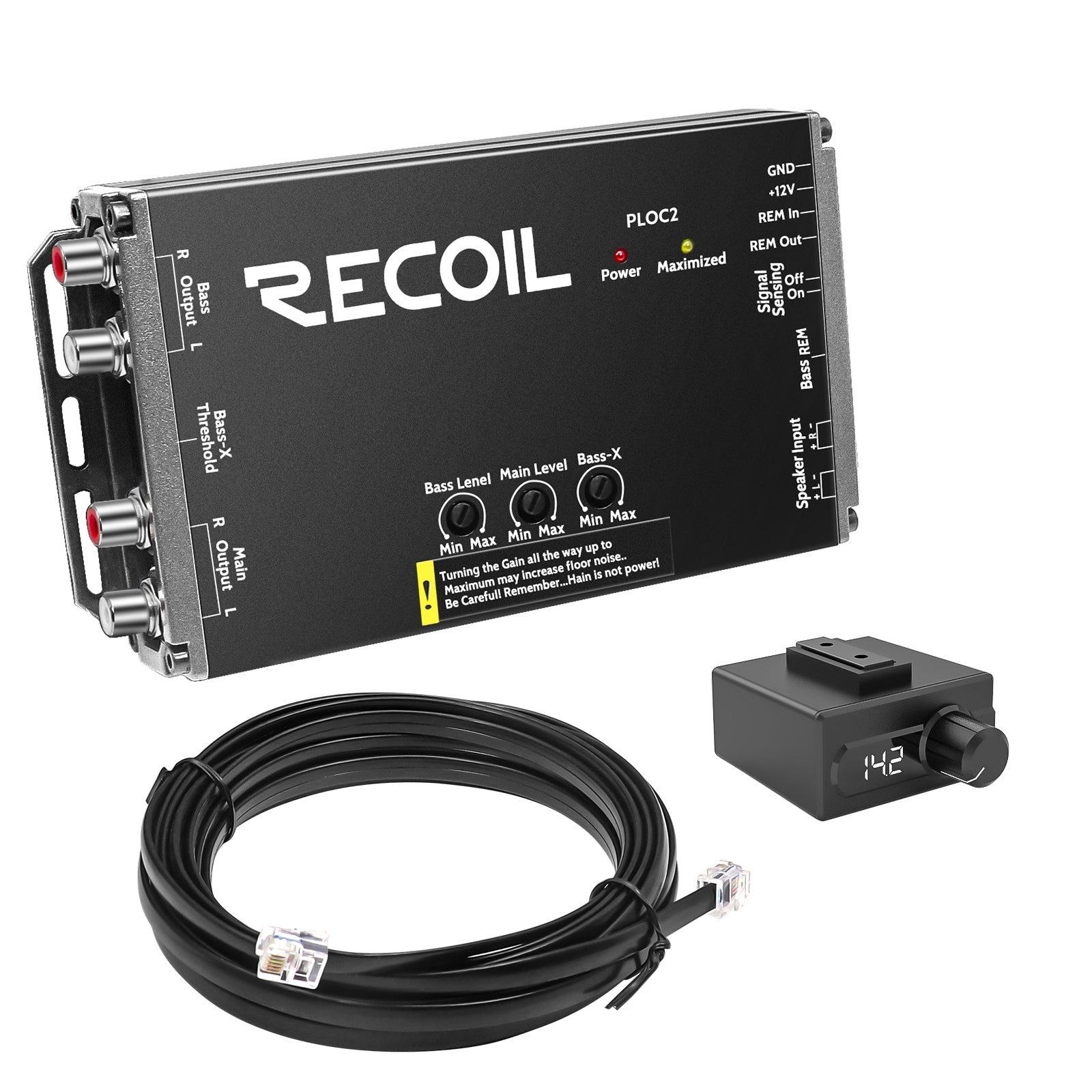 PLOC2 - 2-channel Line Output Converter with Bass Boost Technology with Remote Bass Knob and Voltmeter, Perfect for Adding a Subwoofer and Amplifier to Your Factory Stereo