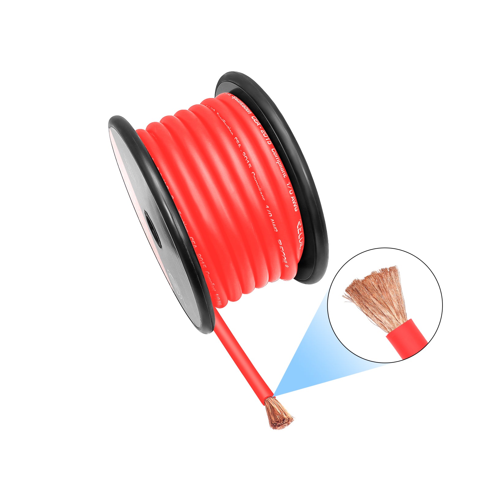 PW0-50 - 50 feet of true-spec 0 AWG Oxygen Free Copper wire - Spool Wire