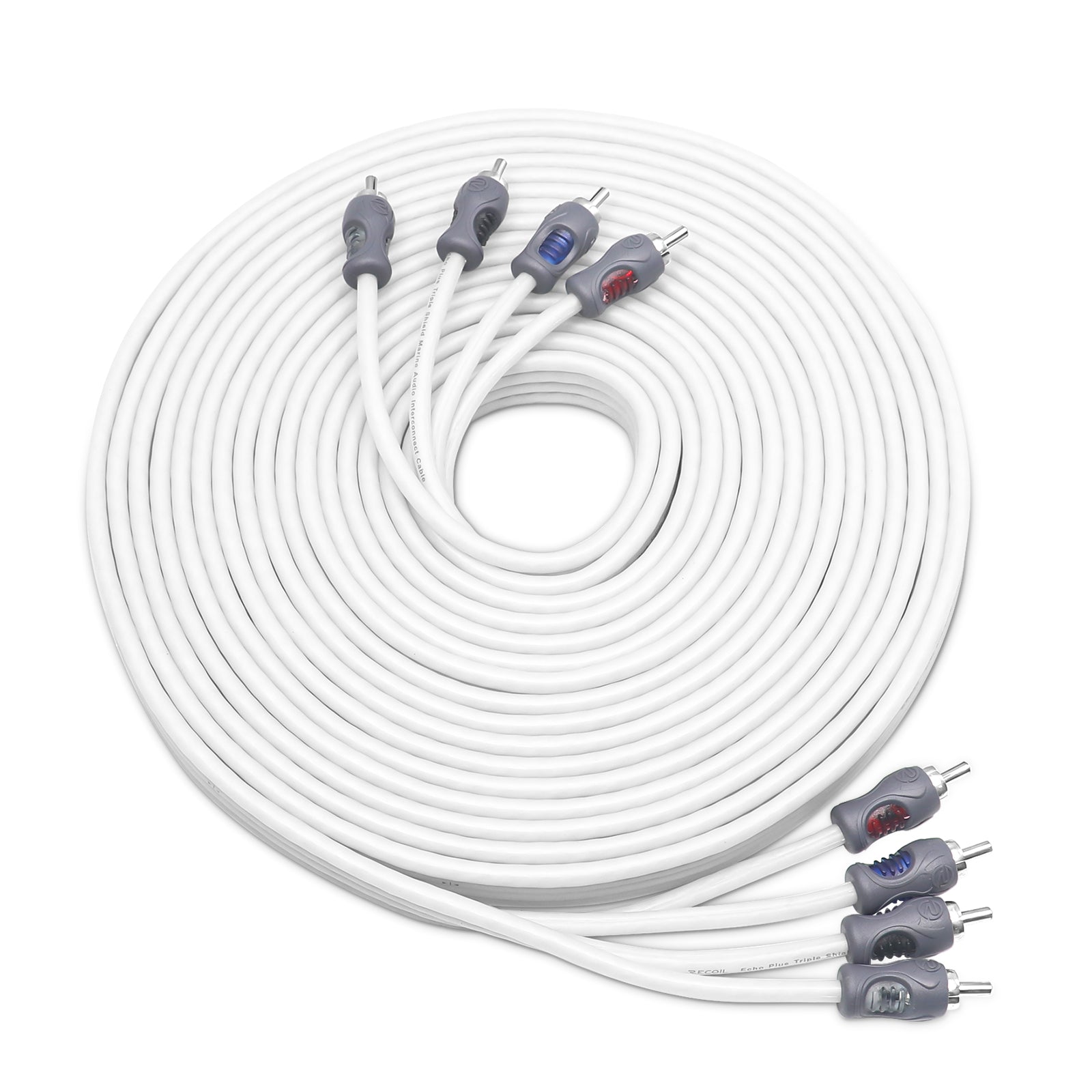 RMI423 - Echo Plus Series Tinned Oxygen Free Copper 4-channel 23ft RCA Audio Interconnects Cable for High-end Car Audio, Marine, Motorcycle & Utv/atv Audio, Triple-shielded with Noise Rejection