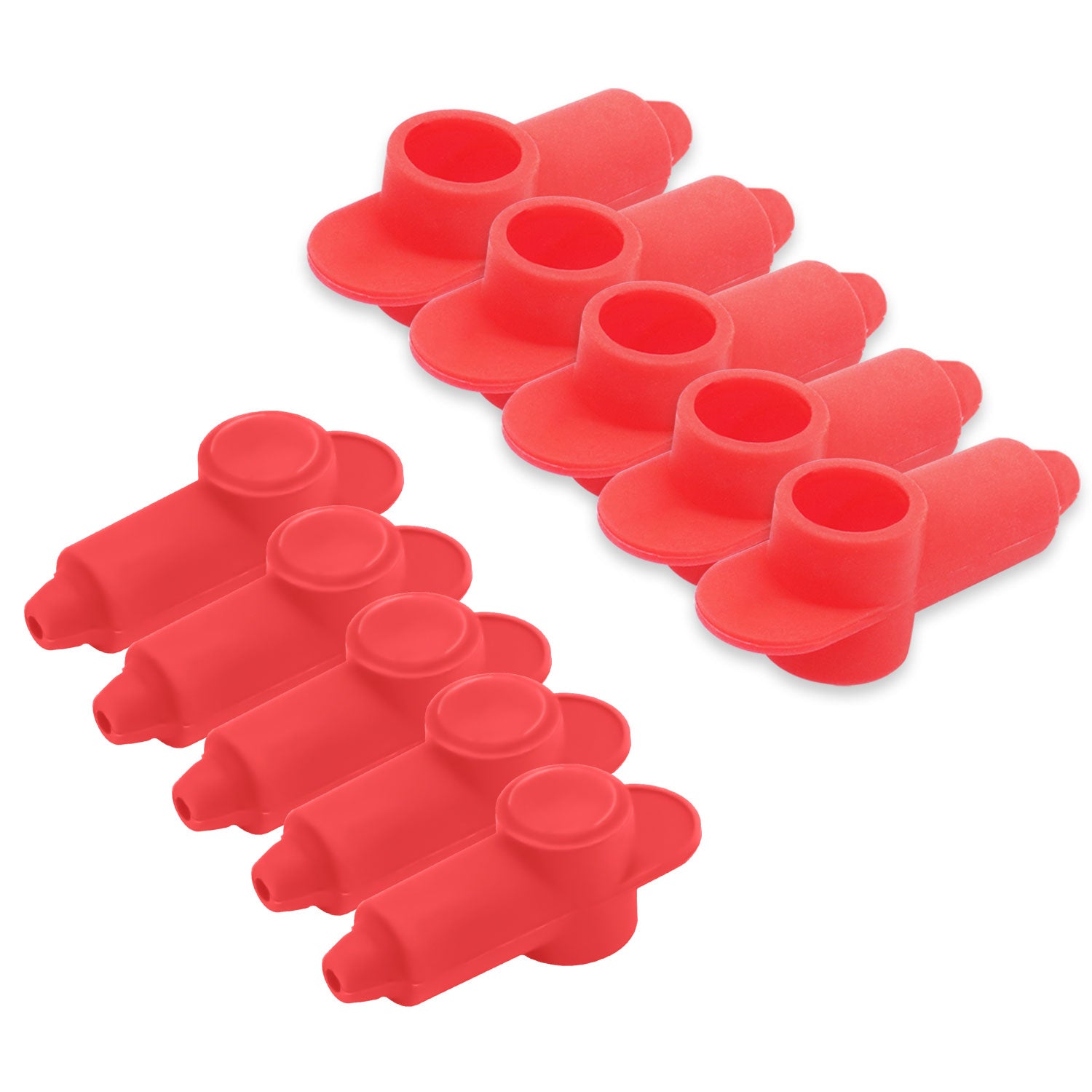 STC12-10R - 10 Pack Silicone Terminal Covers for Alternator Battery Stud and Power Junction Blocks, Fits 10-2awg Wire, 10pcs Red