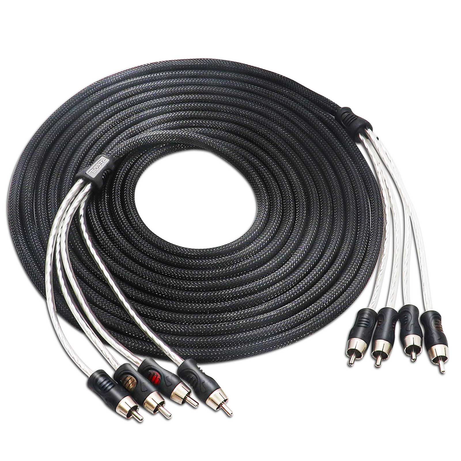 PCI420 - Premium 100% Oxygen Free Copper 20ft 4-channel RCA Audio Interconnects Cable (4x RCA Male to 4x RCA Male), Double Shielded with Noise Reduction