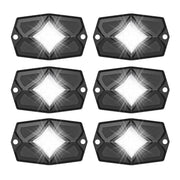 RLW-6 - IP68 Waterproof White LED Rock Lights 6 Pods, Under-glow White LED Light for Car Truck ATV UTV Suv Off-road Boat Motorcycle Vehicle, Under Body Glow Light Lamp Trail Fender Lighting
