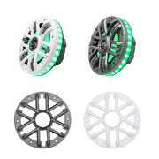 M1-65K - M1 Series 6.5 Inch 2-way Marine Boat & Utv/atv Coaxial Speakers with Built-in RGB LED Lighting, Include RGB LED Speaker Rings and Controller, One Pair of Each Dark Silver and White Grilles