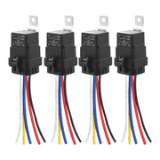 WRL-K4 - Waterproof 5-pin 30/40a 12v SPDT Relays with Harness Sockets, Heavy Duty 12awg Tinned Copper Wire, Automotive Marine Relays Kits - 4 Pack