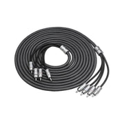 XI412 - Echo Max Series Premium 99.99% Oxygen Free Copper 12ft 4-channel RCA Audio Interconnects Cable, with Machined Brass Connectors & Braided Nylon Jacket