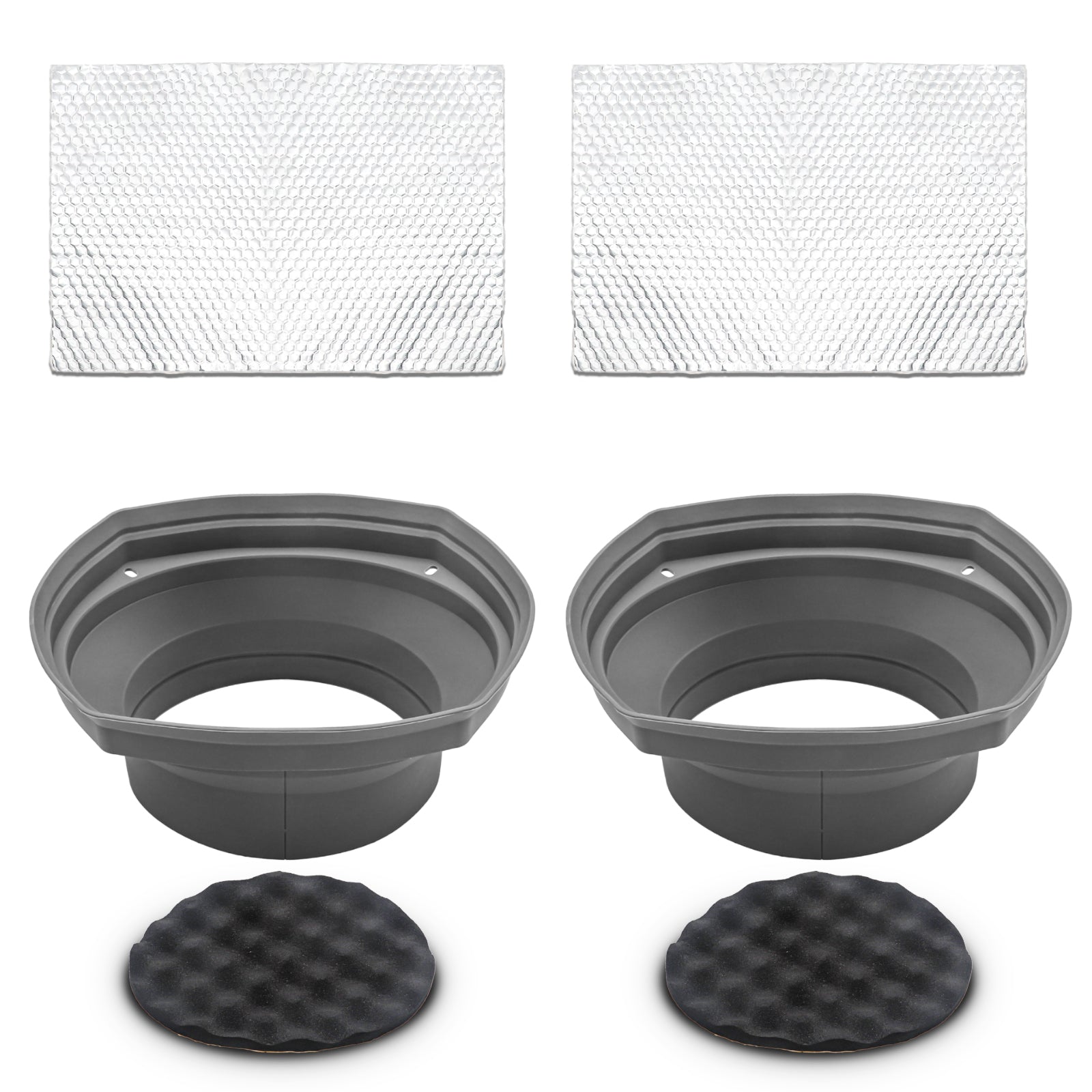 SPB69-DM - Foldable Silicone 6x9” Car Speaker Baffle Kits with Egg Crate Foam and Sound Damping Speaker Kit Two 10” X 14” Pieces, for Sound Quality Improvement and Speaker Protection, One Pair
