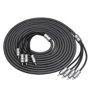 XI417 - Echo Max Series Premium 99.99% Oxygen Free Copper 17ft 4-channel RCA Audio Interconnects Cable, with Machined Brass Connectors & Braided Nylon Jacket
