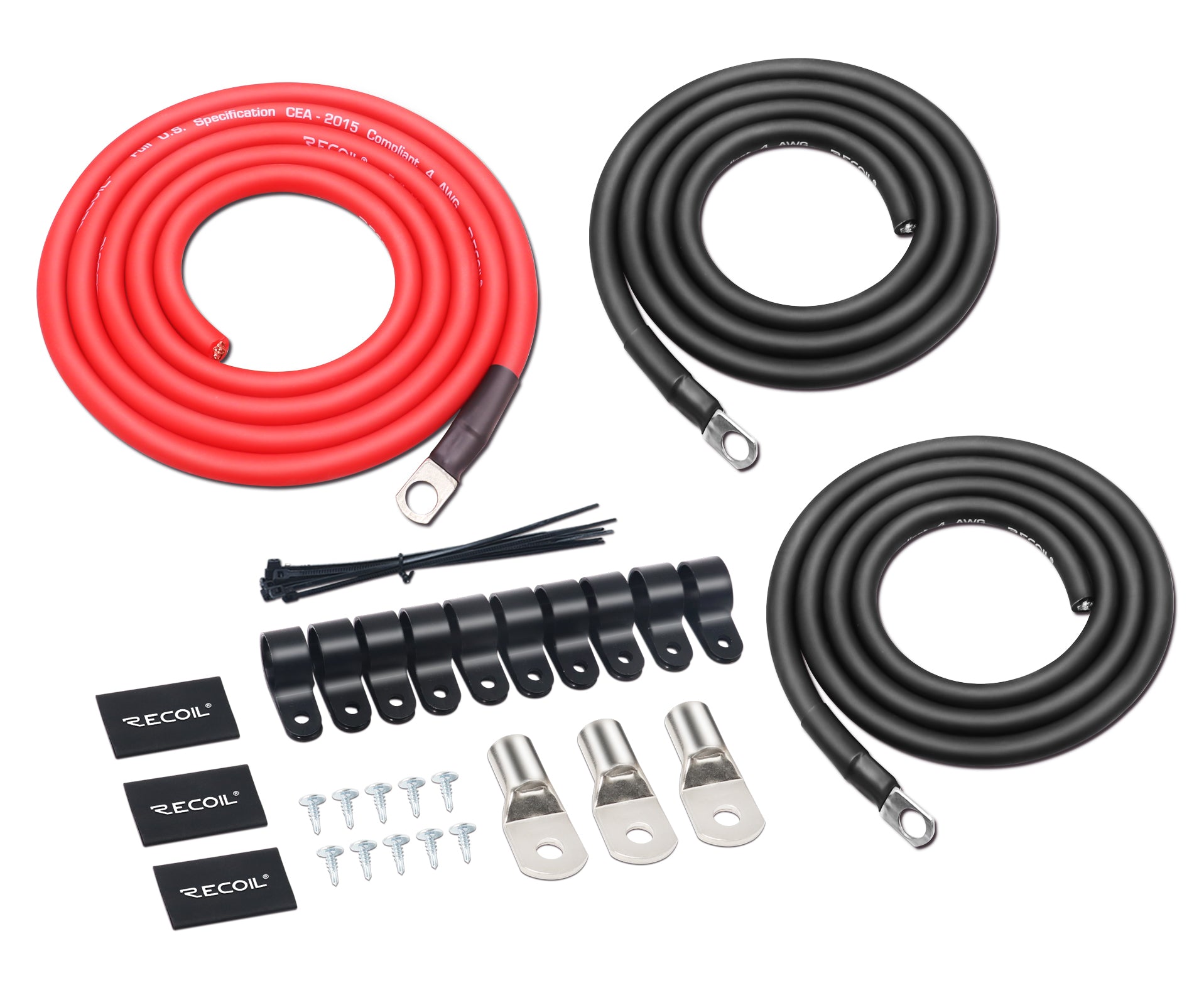 PBG3-4 - True Spec 4 Gauge 99.99% Oxygen Free Copper Wire Big 3 Amp Wiring Upgrade Kits for Car Audio Systems up to 200 Amps