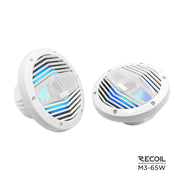 M3-65W - 6.5 Inch 2-way Marine Boat Coaxial Speakers with Built-in RGB LED, Sold in Pair