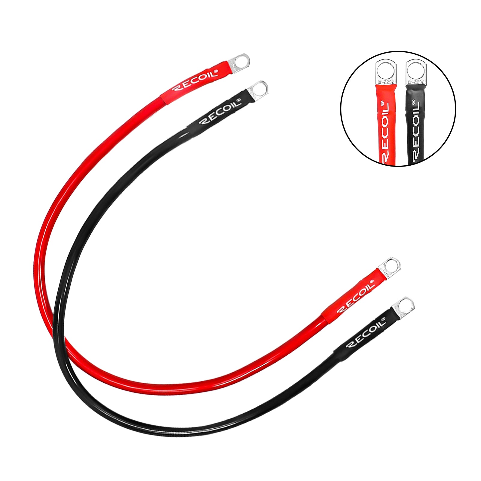 SPG4-2 - True Spec 4 Gauge 2ft Battery Inverter Cable Sets, Tinned 99.99% Oxygen Free Copper Wire with 3/8” Heavy Duty Ring Terminals for Solar, Auto, Car, RV, UTV, ATV, Motorcycle, Bike & Marine