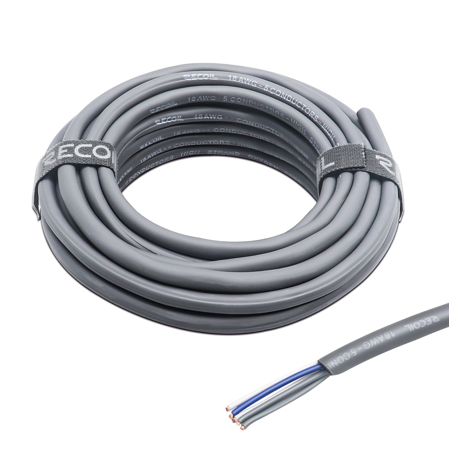 SW5C18-20 - 20-feet 5-conductor Speaker Cable, 18awg Pure OFC, Ultra-flex and Easy Peel Jacket, 2-channel Speaker Wire and Remote Wire