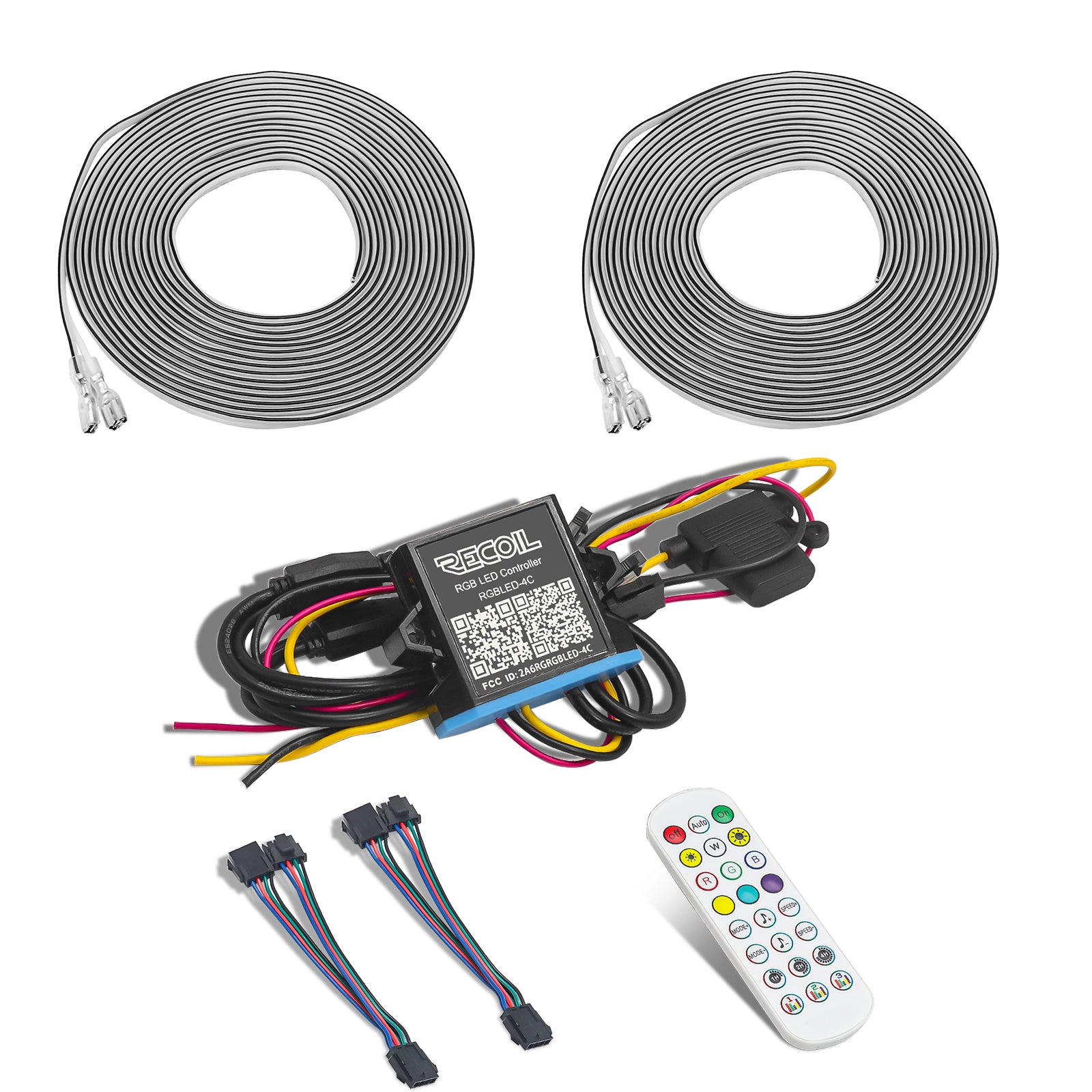 M1-65K - M1 Series 6.5 Inch 2-way Marine Boat & Utv/atv Coaxial Speakers with Built-in RGB LED Lighting, Include RGB LED Speaker Rings and Controller, One Pair of Each Dark Silver and White Grilles