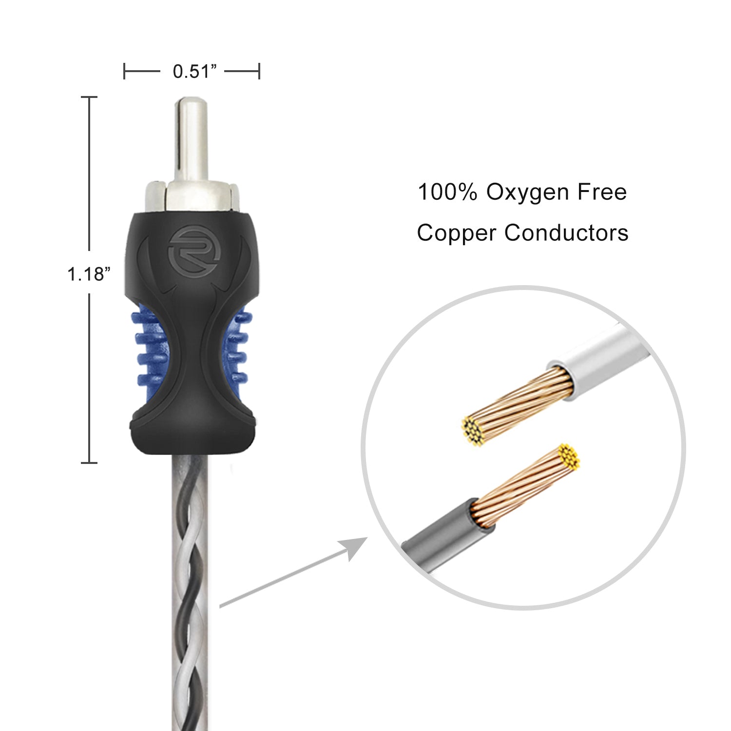 RCI29 - 100% Oxygen Free Copper 9ft 2-channel RCA Audio Cable, Twisted Pair with Noise Reduction