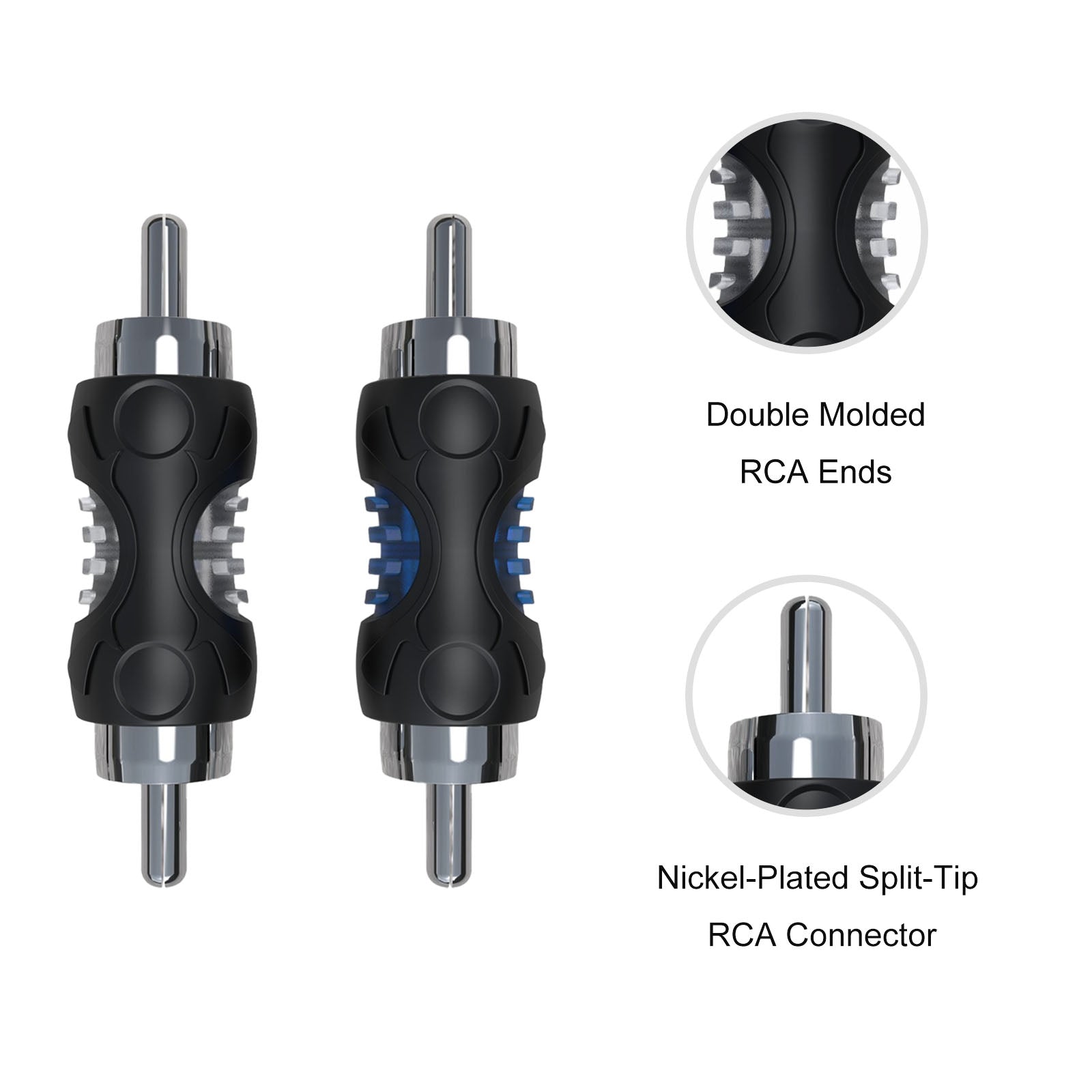 RCC-M8 - 8-pack RCA Male to RCA Male Connector Adapters, Dual Injection Molded RCA Barrel Connectors Cable Extension Adapters
