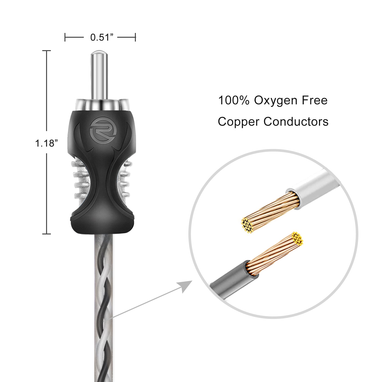 RCI612 - 100% Oxygen Free Copper 12ft 6-channel RCA Audio Cable, Twisted Pair with Noise Reduction