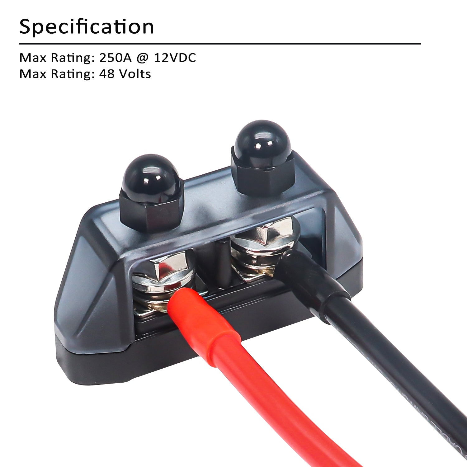 S2PG - Busbar Dual 5/16” Studs with Divider Positive and Negative 2-in-1 Terminal Power Distribution Block with Ring Terminals