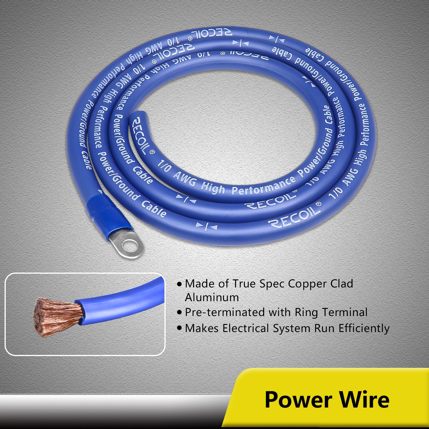 RBG3 - True Spec 1/0 Gauge Wire Big 3 Amp Wiring Upgrade Kits for Car Audio Systems