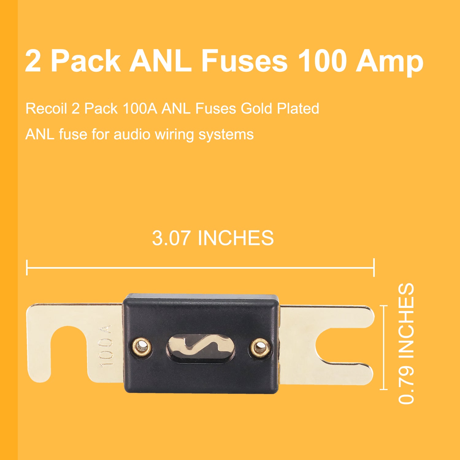 ANLF100-2 - 2 Pack 100a ANL Fuses Gold Plated