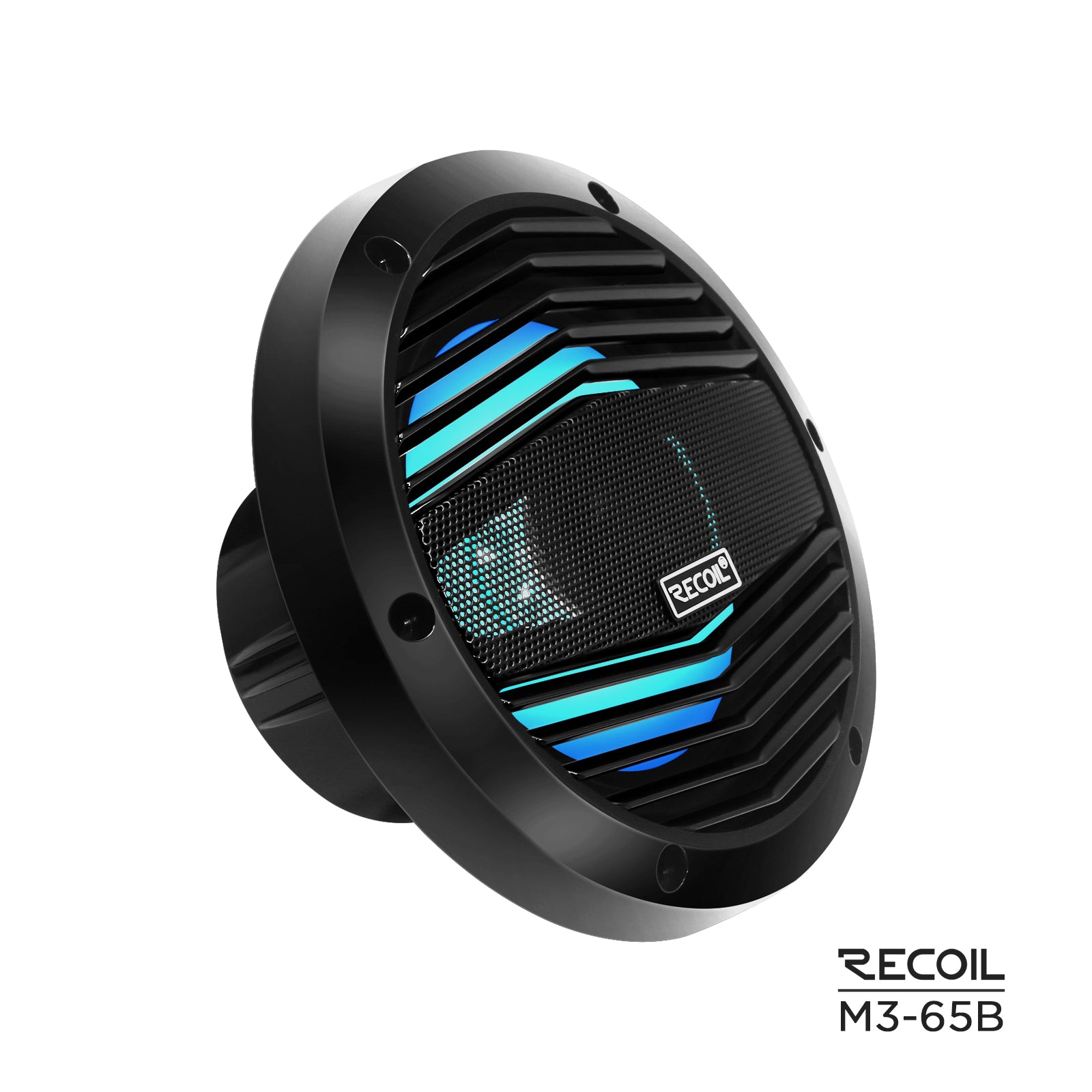 M3-65B - 6.5 Inch 2-way Marine Boat Coaxial Speakers with Built-in RGB LED, Black