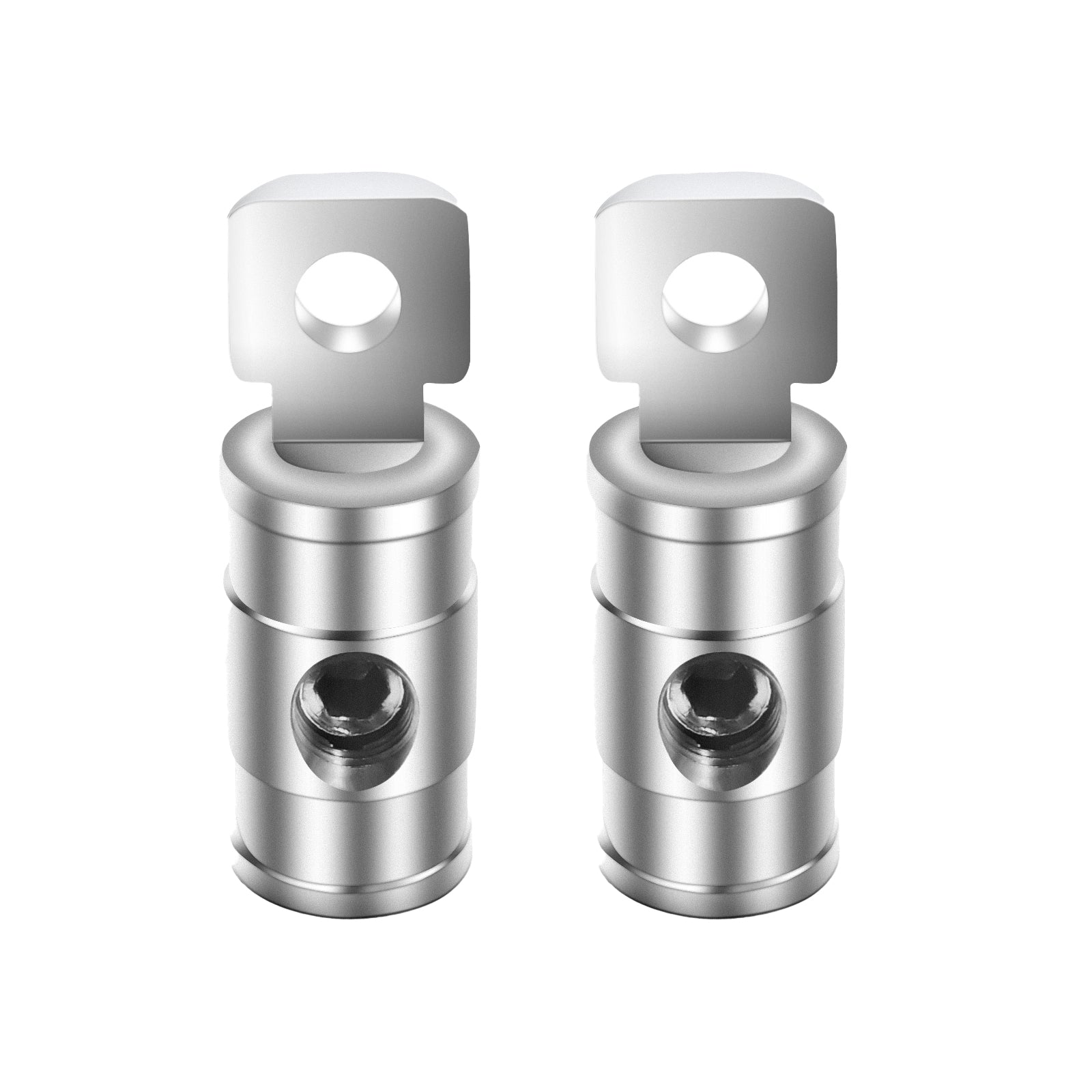 HR4P - 4 Gauge Set Screw Brass Ring Terminals Battery Connectors with Red/black Silicon Covers, Marine-grade Satin Chrome Finish, Pair