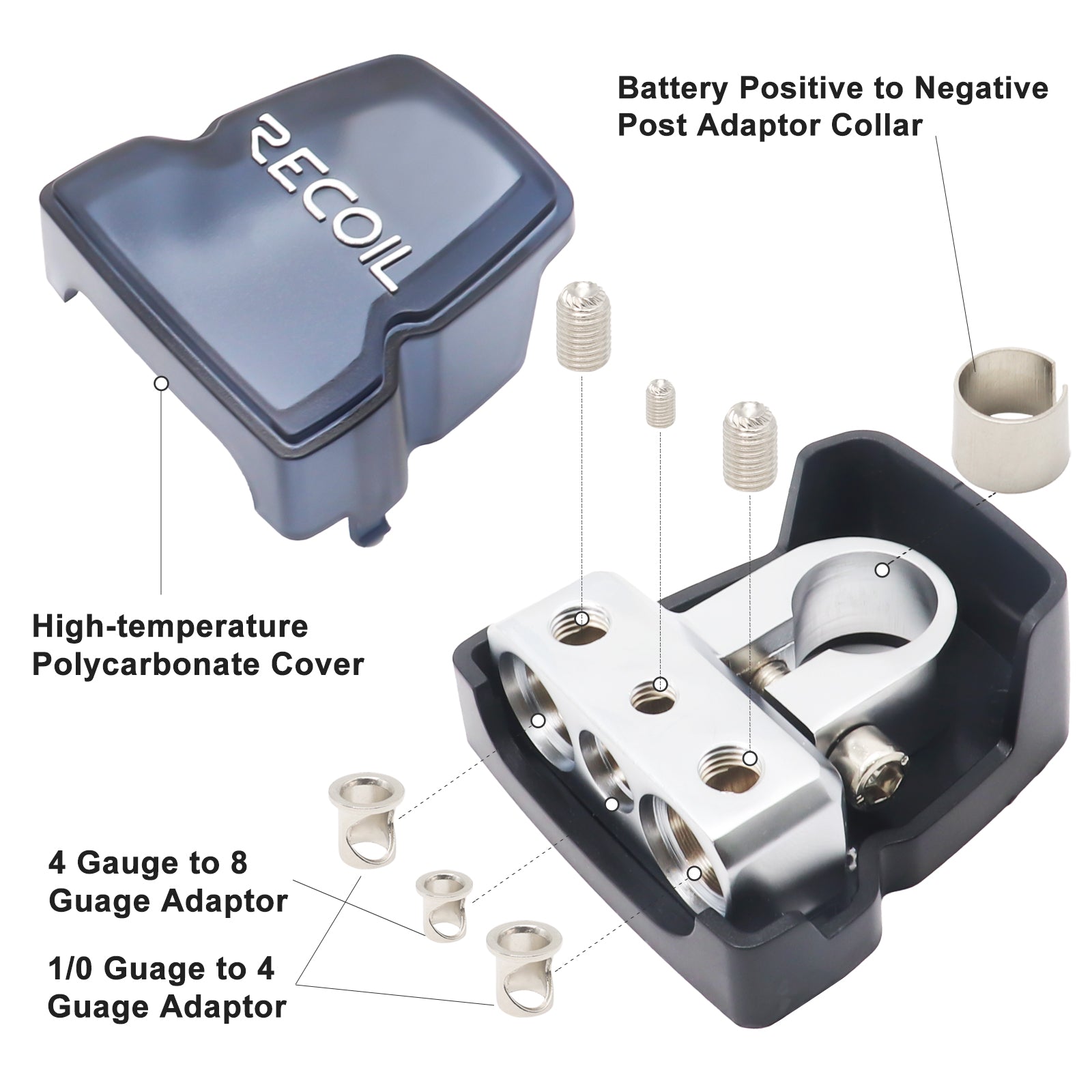 PBT-2014 - 2 Pack Premium Solid Brass Positive/negative Battery Terminals with Two 0/2/4 Gauge Outputs and One 4/8 Gauge Output