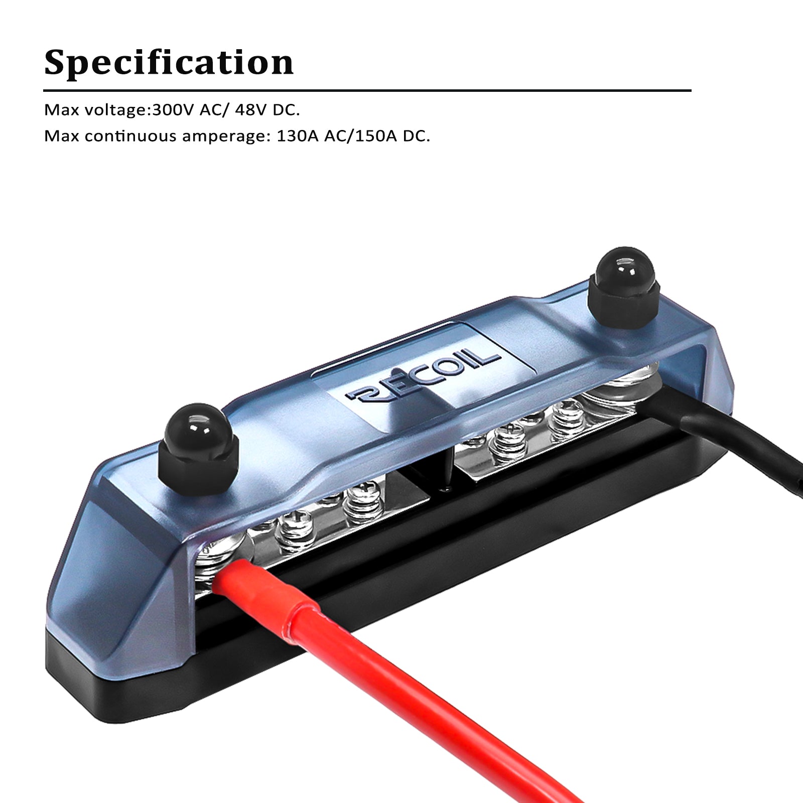 BBPG5 - Busbar Positive and Negative 2 X 5/16” Studs and 8 X #8 Screw Terminals Power Distribution Block with Ring Terminals