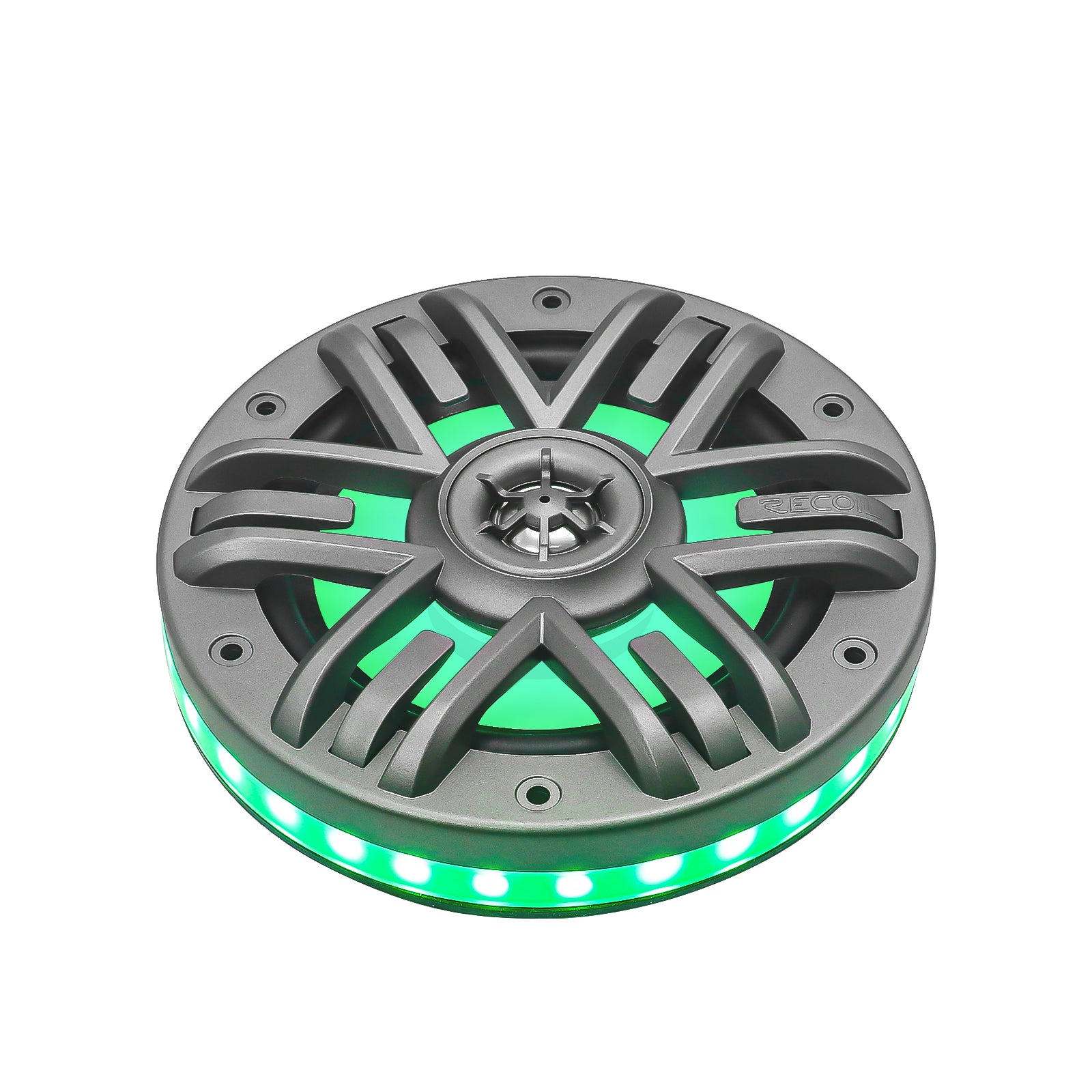 M1-65K - M1 Series 6.5 Inch 2-way Marine Boat & Utv/atv Coaxial Speakers with Built-in RGB LED Lighting, Include RGB LED Speaker Rings and Controller, One Pair of Each Dark Silver and White Grilles