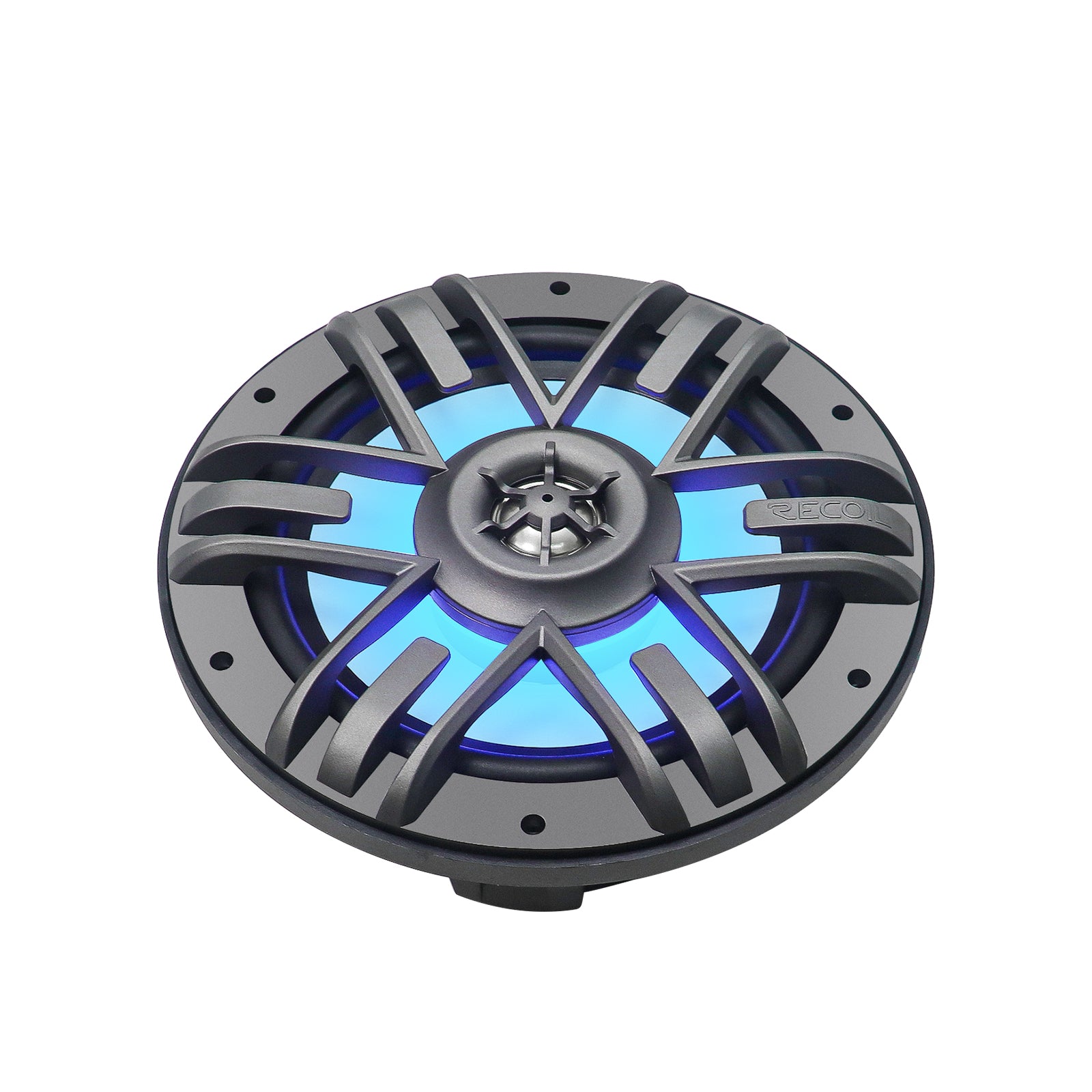 M1-65 - M1 Series 6.5 Inch 2-way Marine Boat & Utv/atv Coaxial Speakers with Built-in RGB LED Lighting, One Pair of Each Dark Silver and White Grilles