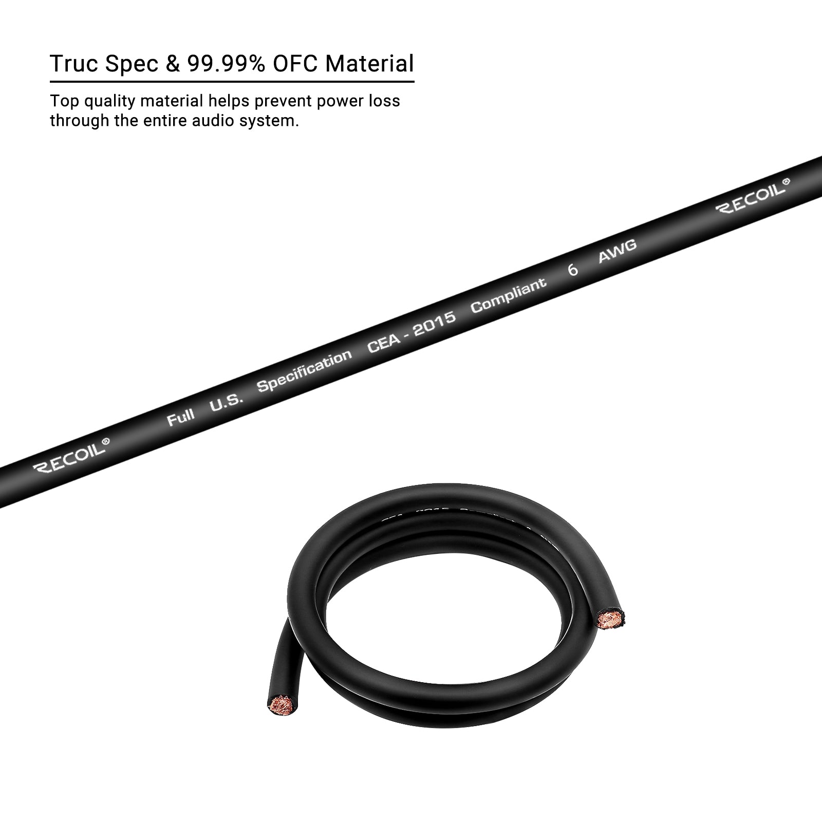 PG6-125 - Premium True Spec 6 Gauge Ground Wire, 99.9% Oxygen-free Pure Copper , Flexible Soft Touch Black PVC Jacket (125 Feet/spool)