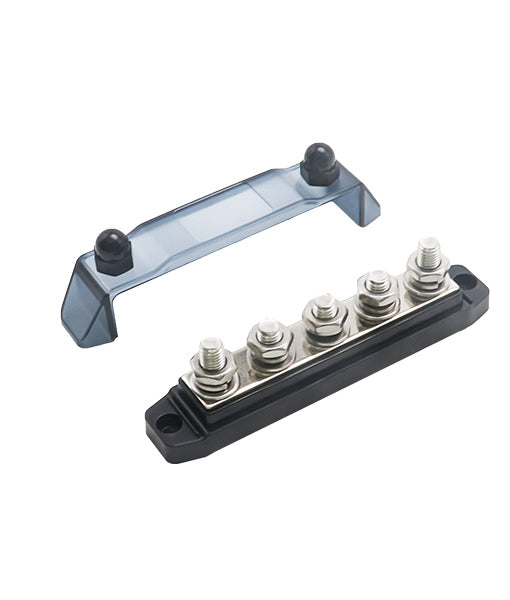 BB5B - Busbar 5 X 5/16” Studs Power Distribution Block with Ring Terminals (black)