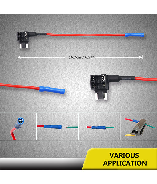 FT3-10 - Recoil 12v Car Add-a-circuit Fuse Tap Adapter, Micro 2 Blade Fuse Holder, 10a, 20a Fuses (10 Pack)