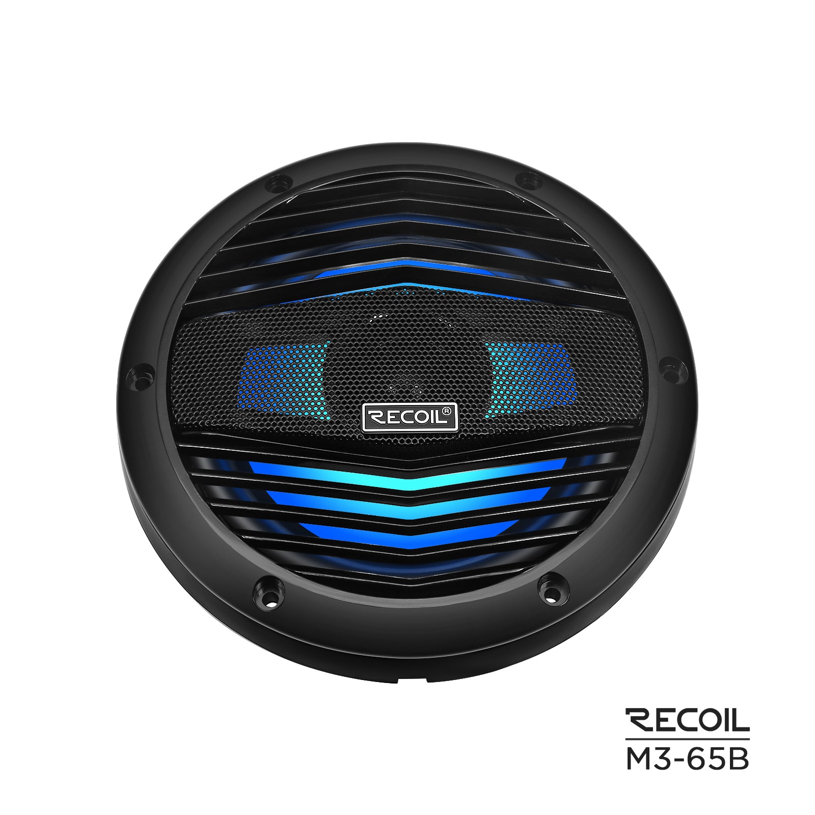 M3-65B - 6.5 Inch 2-way Marine Boat Coaxial Speakers with Built-in RGB LED, Black
