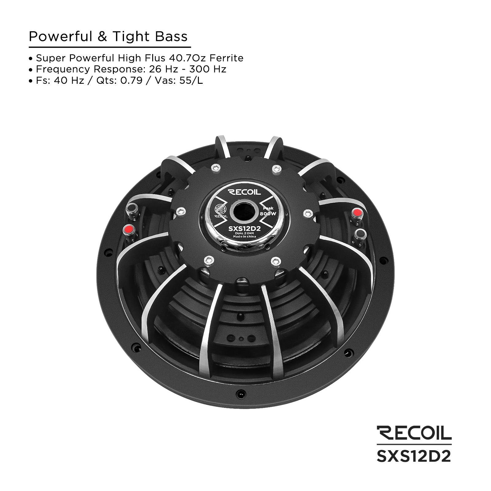 SXS12D2 - Ultra Shallow 12 Inch Subwoofer - 800 Watts Power Dual 2