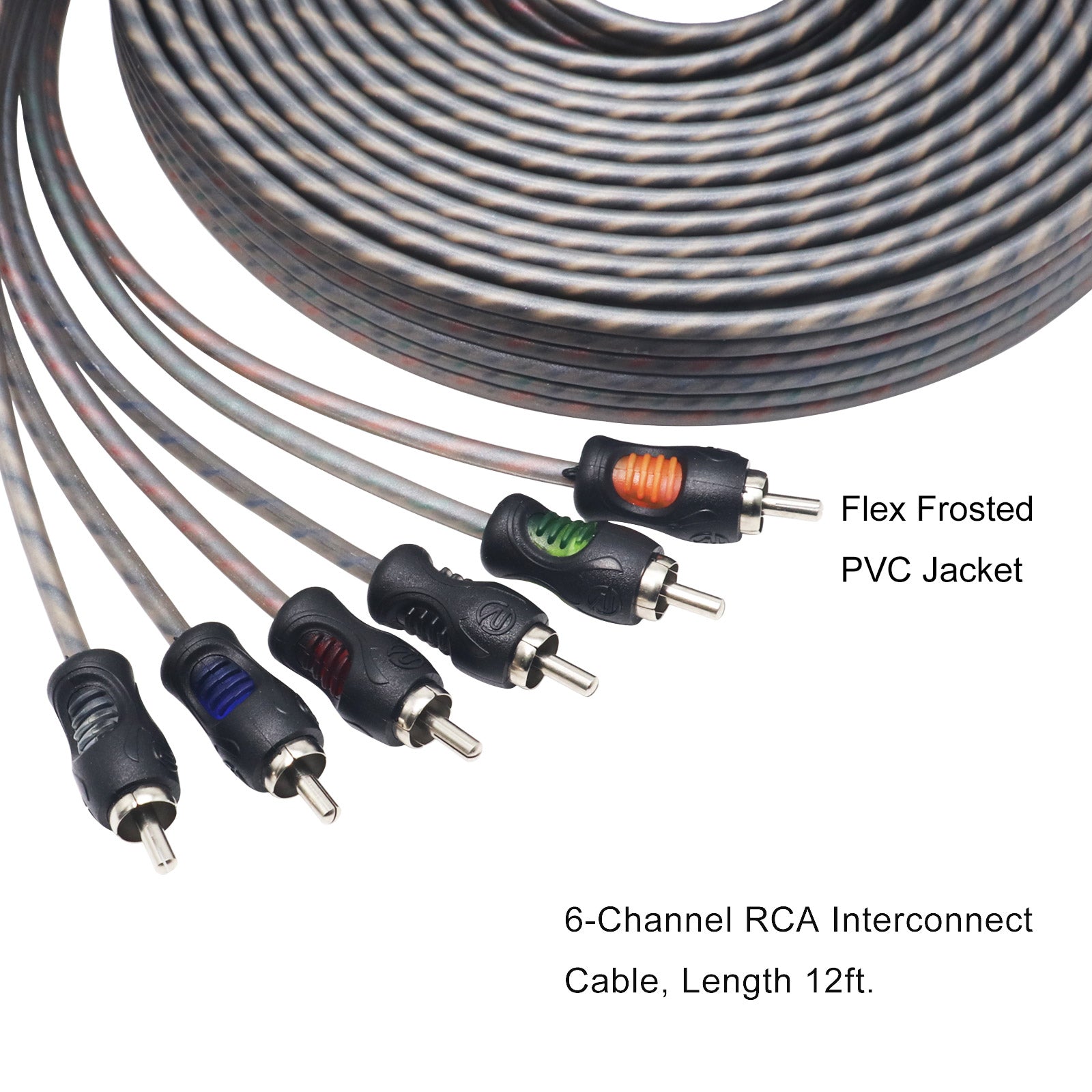 RCI612 - 100% Oxygen Free Copper 12ft 6-channel RCA Audio Cable, Twisted Pair with Noise Reduction