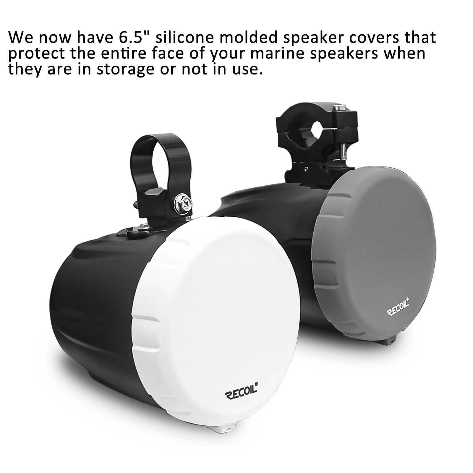 SC65-G - 6.5” Marine & Powersports Speaker Covers, Silicon Material, Designed for Uv Rays, Dust & Water Protection, Gray Color, Pairs