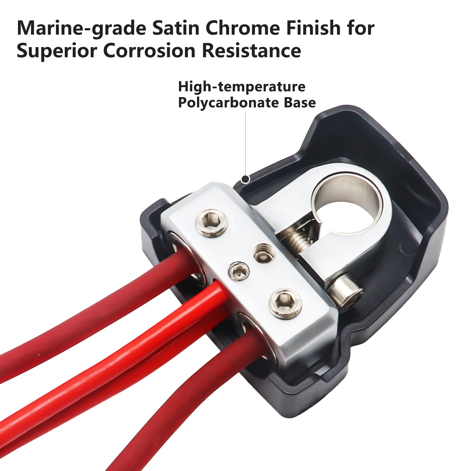 PBT-2028 - 2 Pack Premium Solid Brass Positive/negative Battery Terminals with Two 0/2/4 Gauge Outputs and Two 8 Gauge Outputs