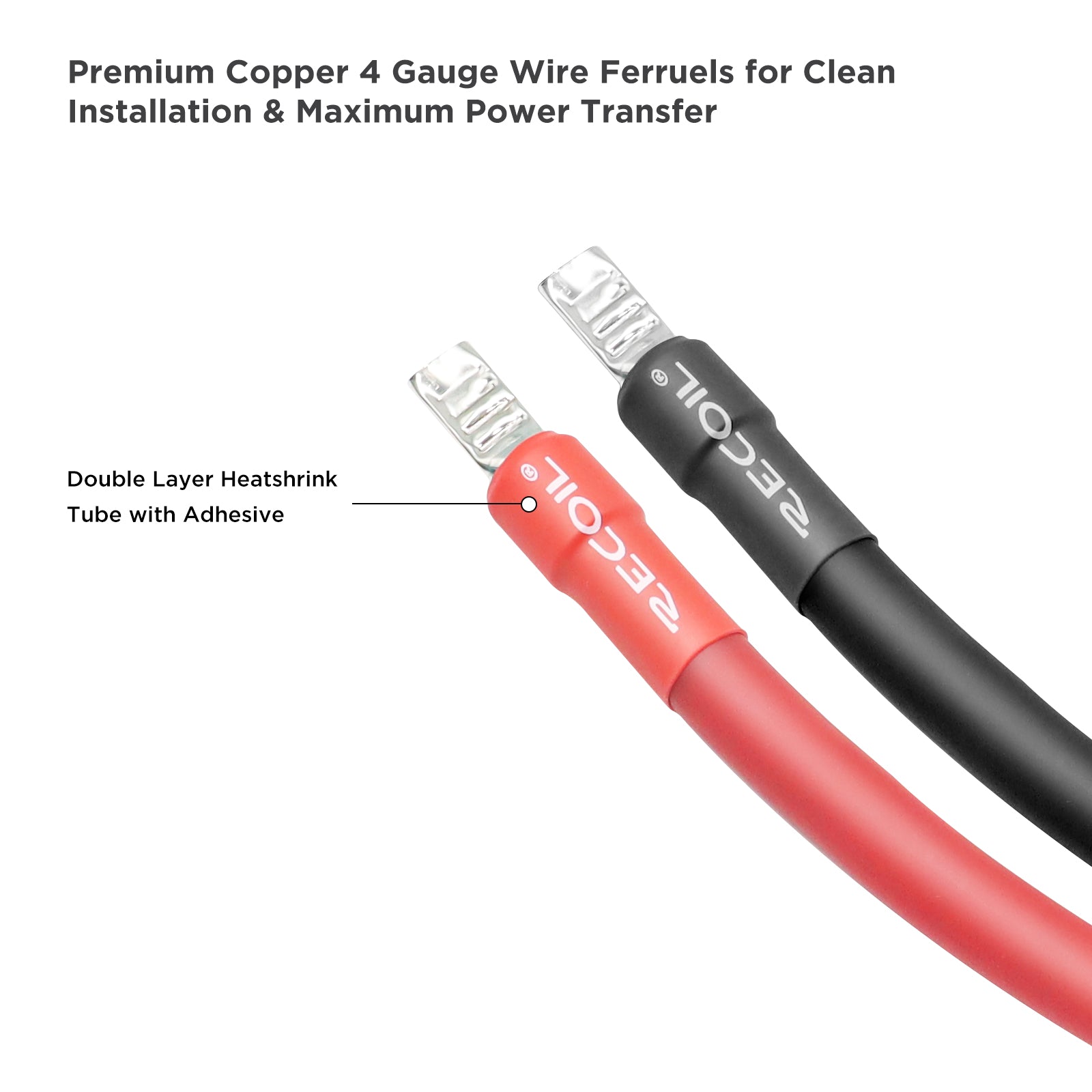 WF412 - Wire Ferrules with Heat Shrink Tubes, 4awg, 6 Red/6 Black