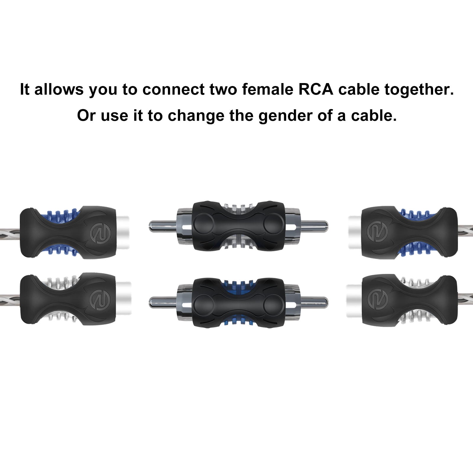RCC-M8 - 8-pack RCA Male to RCA Male Connector Adapters, Dual Injection Molded RCA Barrel Connectors Cable Extension Adapters
