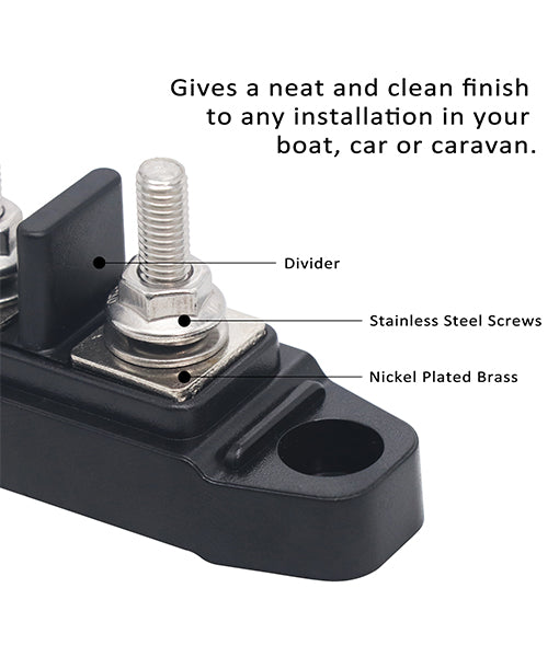 BBSPG4 - Insulated 4 Position Busbar 4 X 1/4” Studs Terminals Power Distribution Block with Ring Terminals