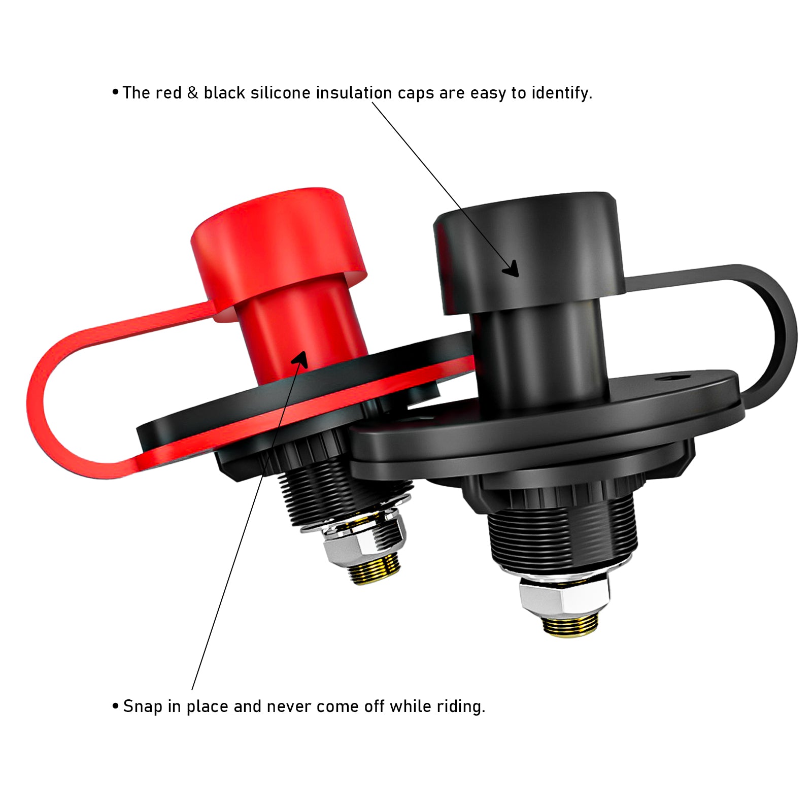 BJP - UTV Remote Battery Charging and Jump Posts, Battery Terminal Relocation Kits, Quick & Easy Charging, for UTV ATV Slingshot Car Trucks RV Tractor Boat, Red & Black Pair