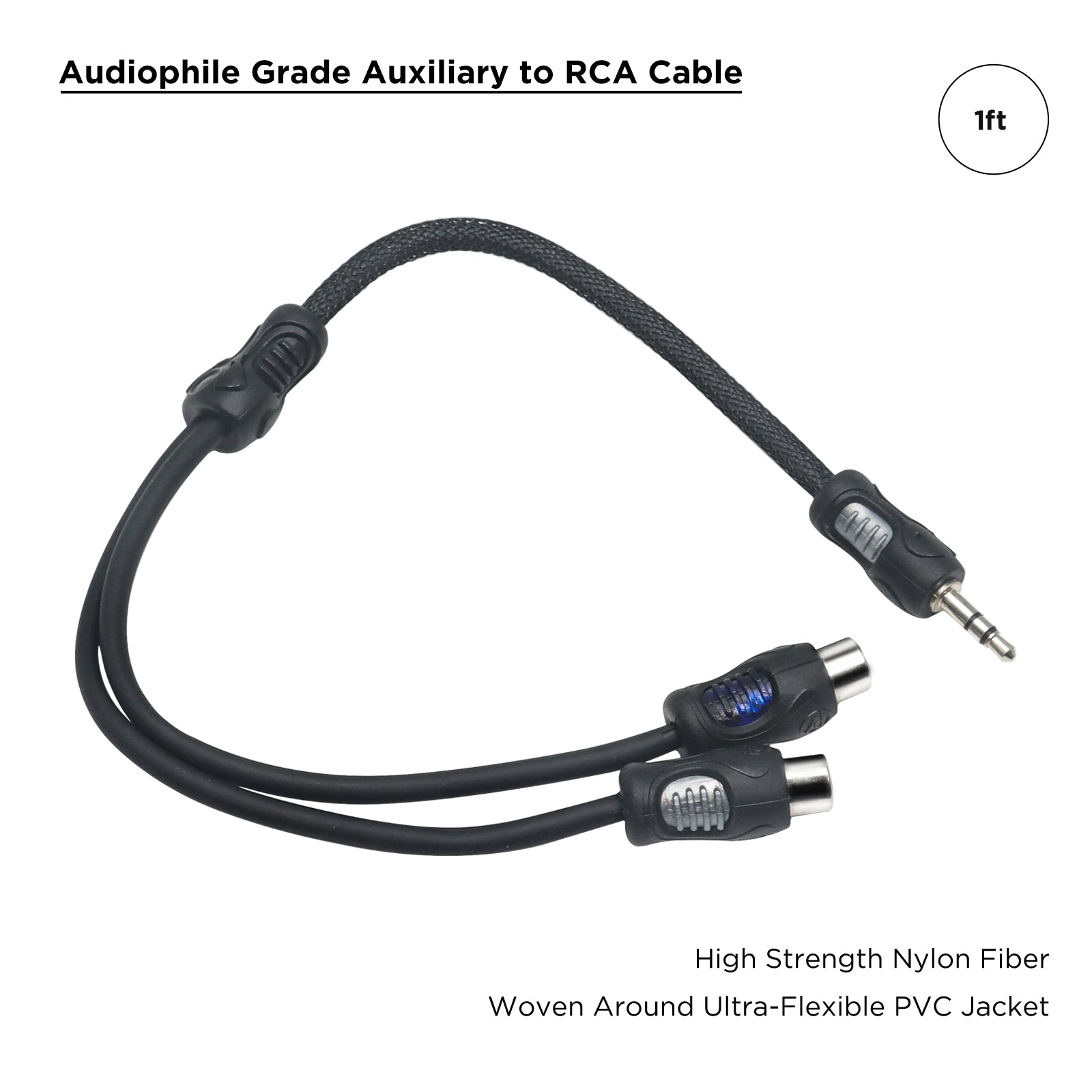 A2RF1P - ( 3.5mm Auxiliary Male to Female RCA Adaptor, Length 1ft )