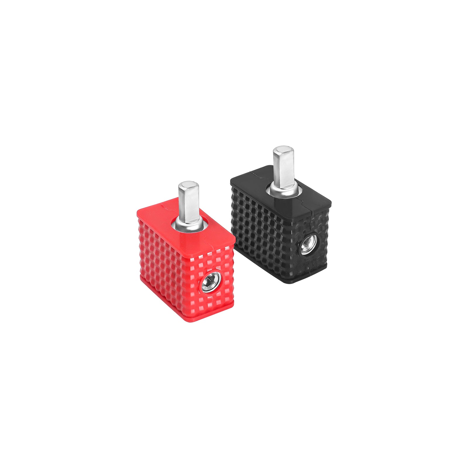WRD88 - Amplifier Power/ground Input Wire Gauge Reducer Brass Dual 8 Gauge to 8 Gauge with Red/black Silicon Covers, Marine-grade Satin Chrome Finish, Pair