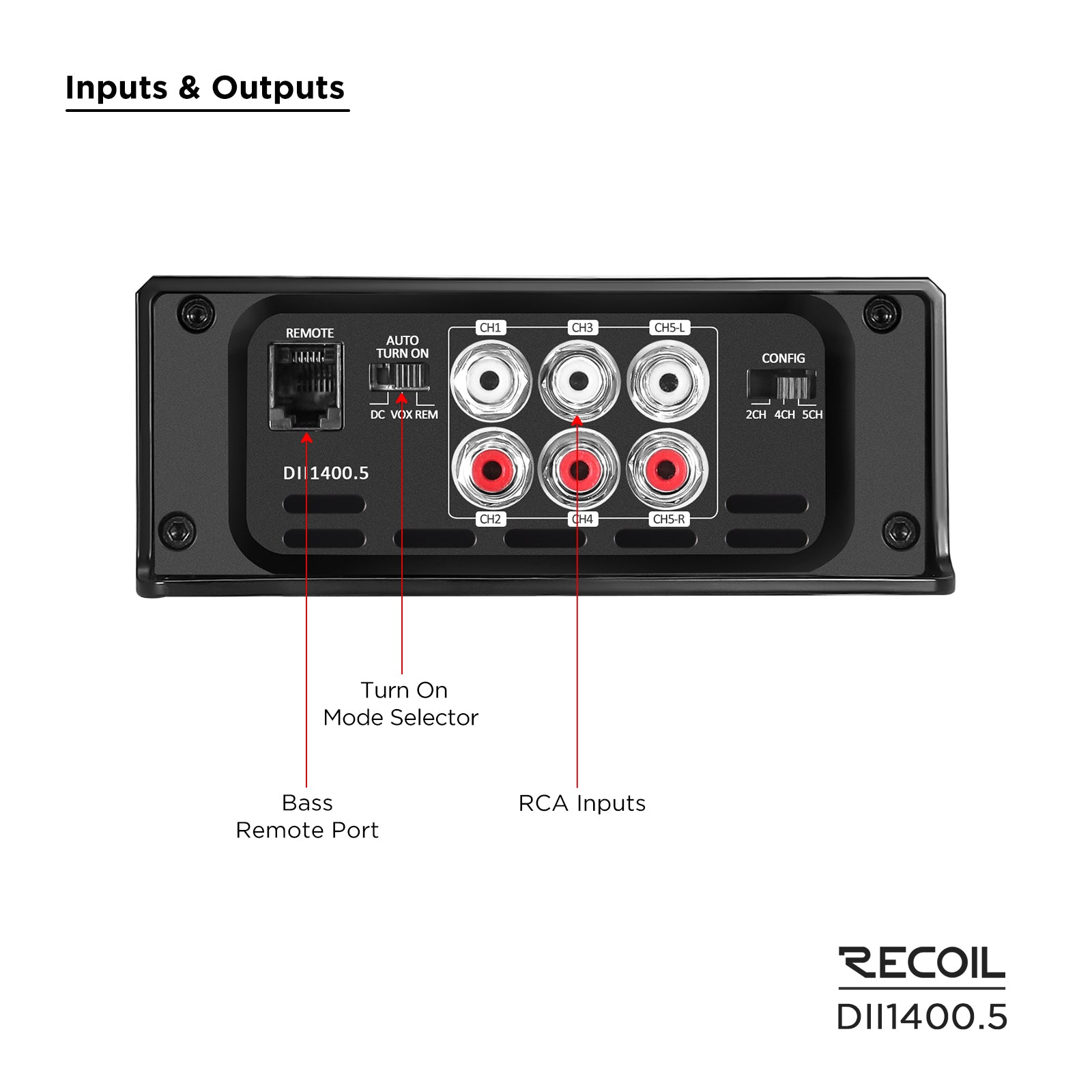 DII1400.5 - 1,400 Watts, Class-D, 5-channel Amplifier