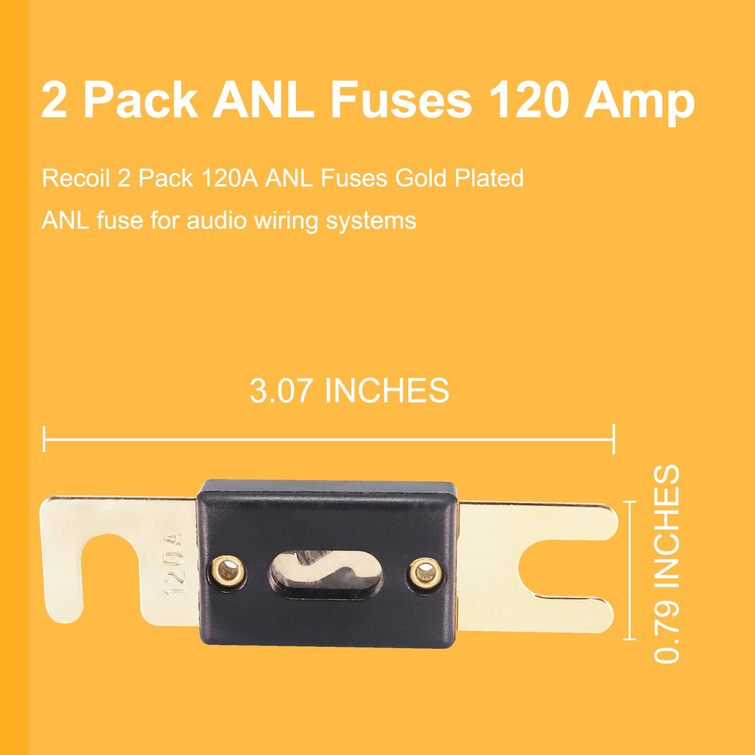 ANLF120-2 - 2 Pack 120a ANL Fuses Gold Plated