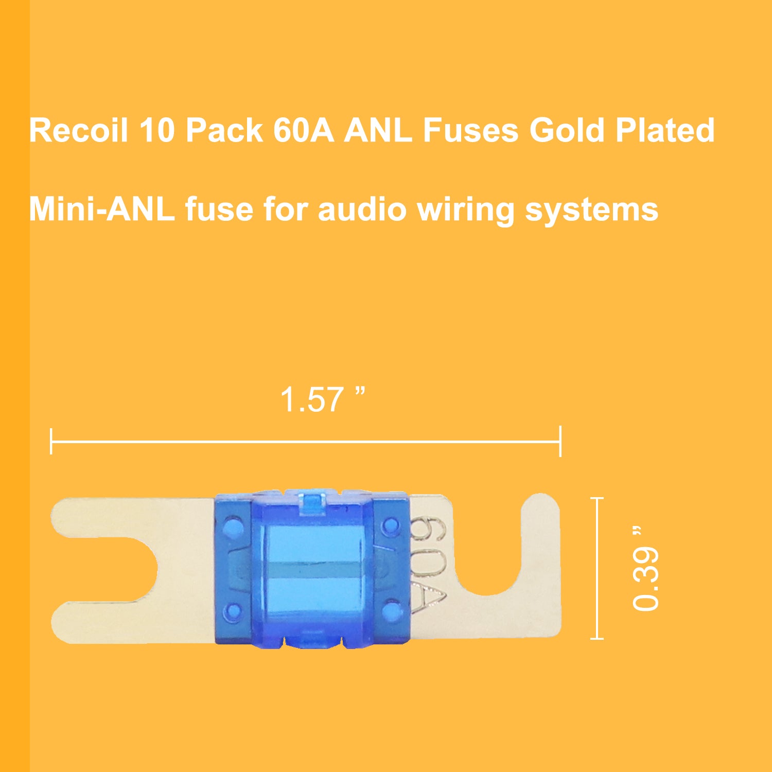 MANLF60-10 - 10 Pack 60a Mini-anl Fuses Gold Plated