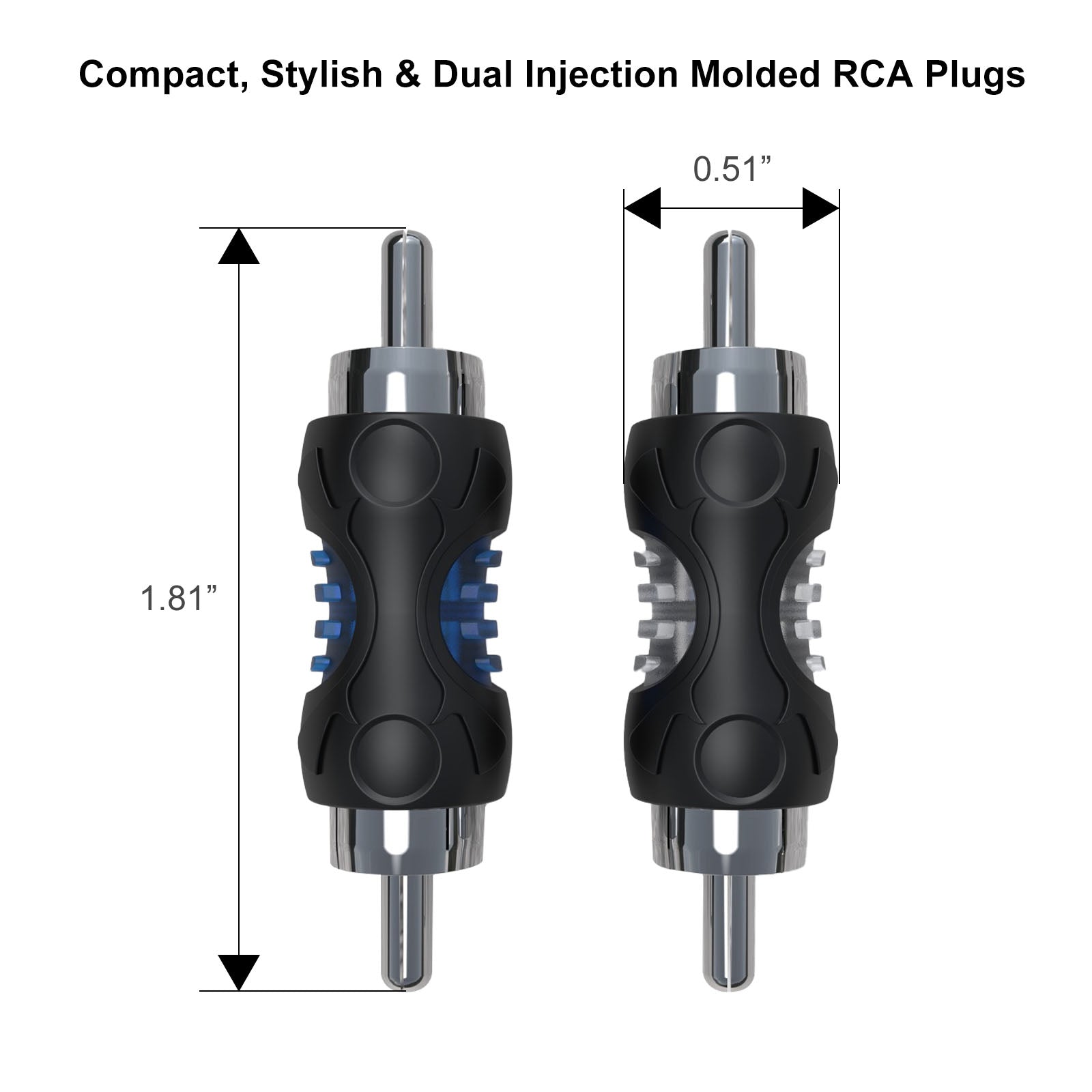 RCC-M8 - 8-pack RCA Male to RCA Male Connector Adapters, Dual Injection Molded RCA Barrel Connectors Cable Extension Adapters